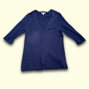 Eileen Fisher Linen Cotton Cardigan Sweater Womens Small Purple Lightweight